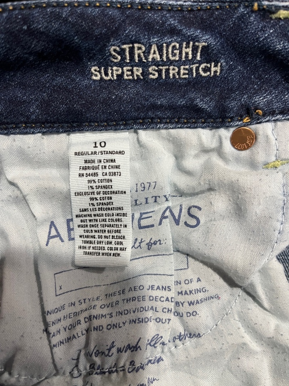 American Eagle Blue Straight Super Stretch Women's Jeans size 10 - Picture 7 of 10